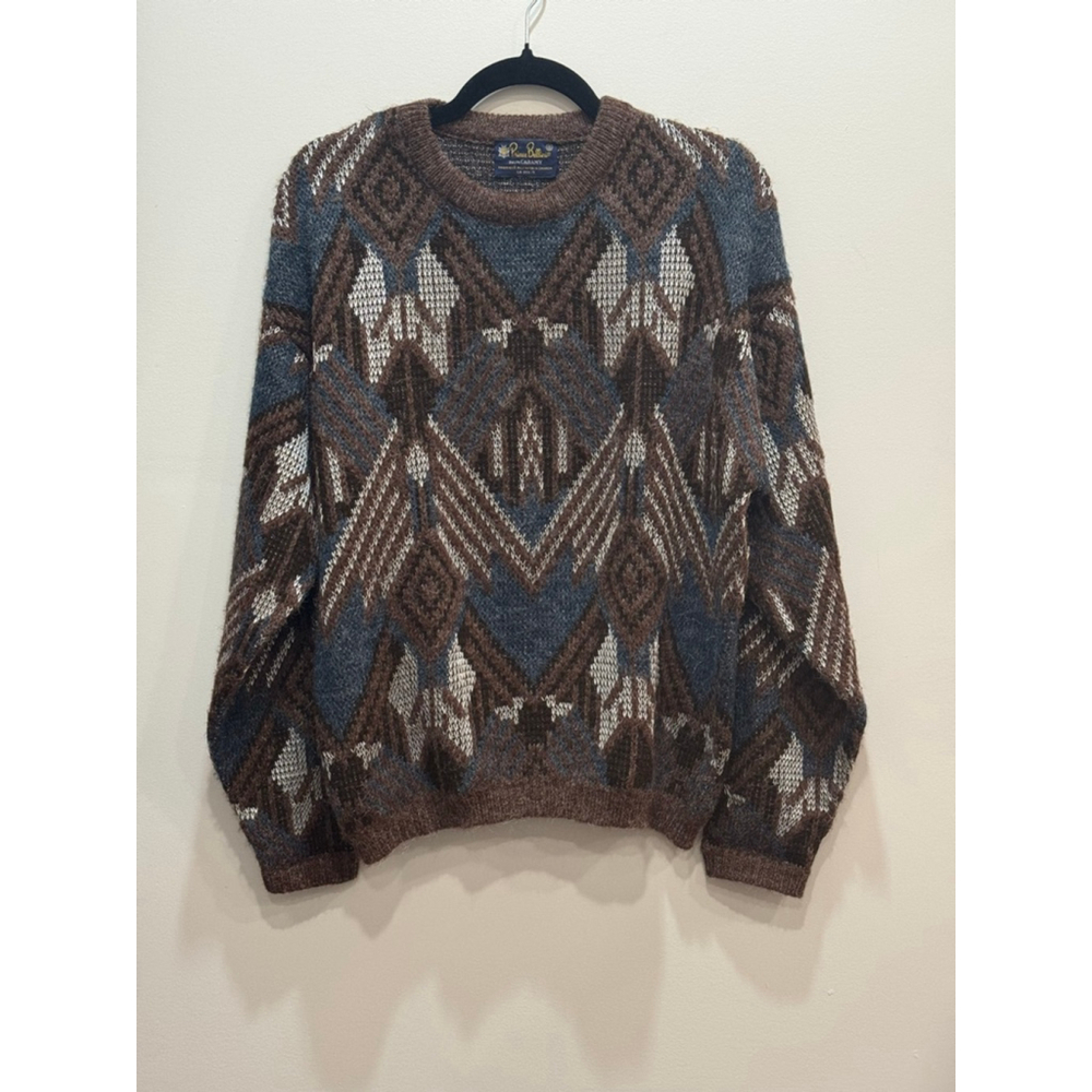 Vintage 90s Prince Bellini Geometric Knit Crewneck Sweater M Grandpa Cosby Cabin
